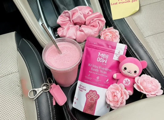 Meow Body Hair Removal Wax Powder (Pack of 2) with gloves, loofah & spoon