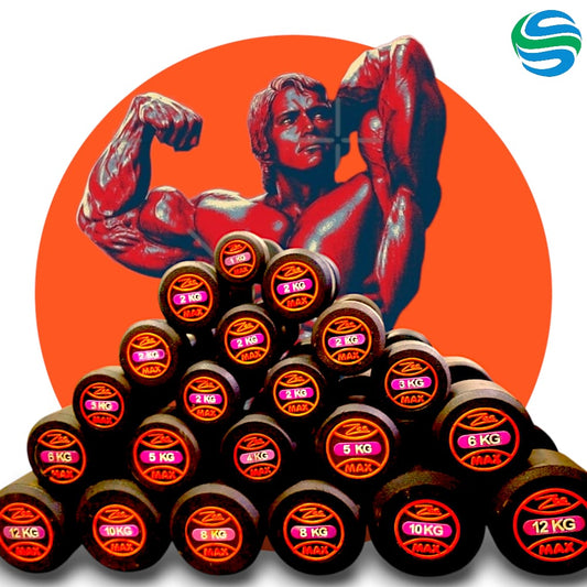 Zee Max Rubber Dumbbells 8kg pair ( 8kg+8kg )