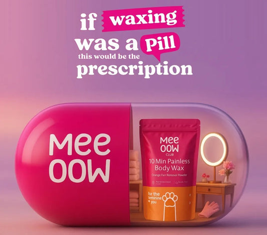 Meow Body Hair Removal Wax Powder (Pack of 2) with gloves, loofah & spoon